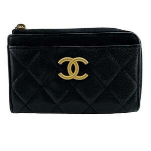 CHANEL Authentic Black Caviar Leather Wallet